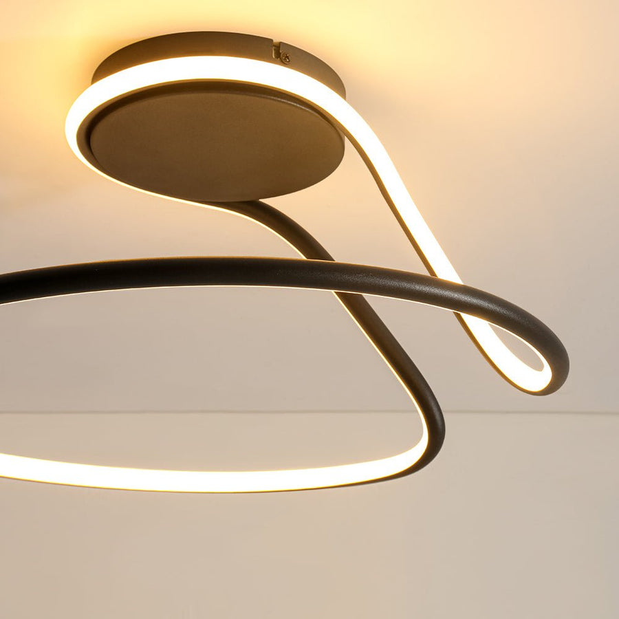 Farmhouze Light - Modern Linear Swirled Dimmable LED Semi Flush Ceiling Light - Ceiling Light - 17 in - 