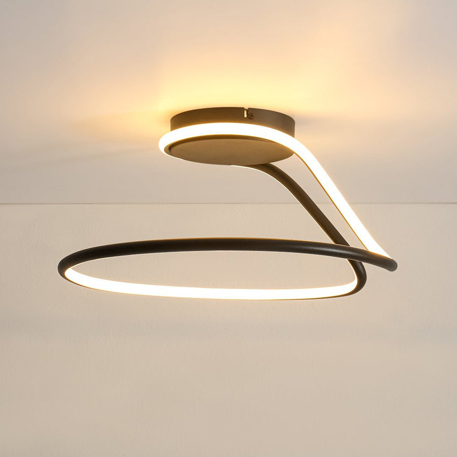 Farmhouze Light - Modern Linear Swirled Dimmable LED Semi Flush Ceiling Light - Ceiling Light - 17 in - 