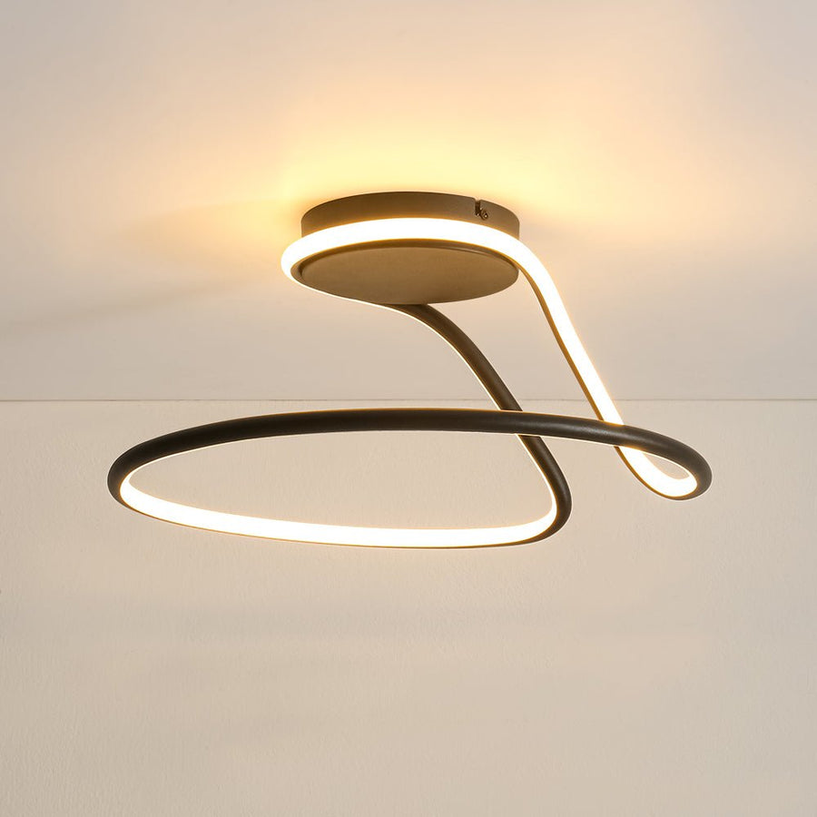 Farmhouze Light - Modern Linear Swirled Dimmable LED Semi Flush Ceiling Light - Ceiling Light - 17 in - 