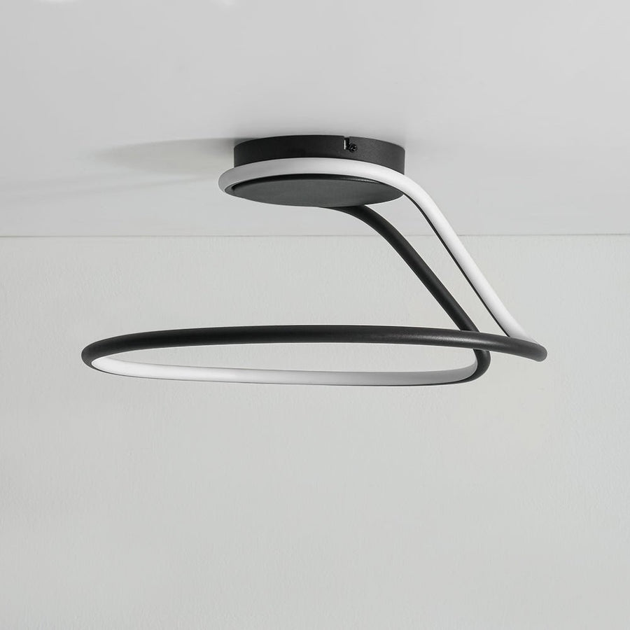 Farmhouze Light - Modern Linear Swirled Dimmable LED Semi Flush Ceiling Light - Ceiling Light - 17 in - 