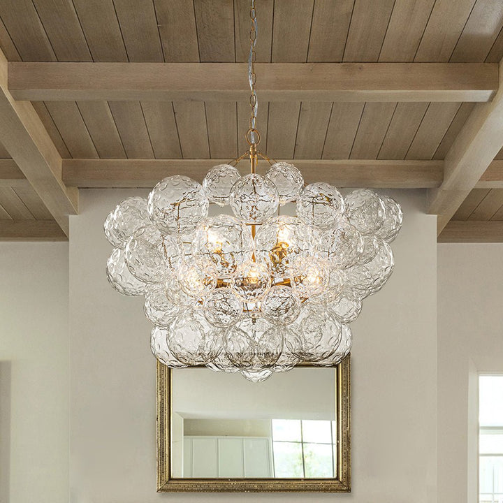Farmhouze Light - Modern Luxe Brass Water Glass Globe Bubble Chandelier - Chandelier - 3 - Light - 
