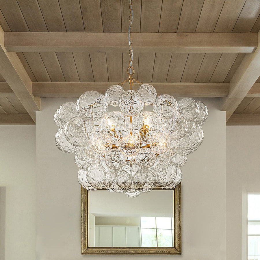 Farmhouze Light - Modern Luxe Brass Water Glass Globe Bubble Chandelier - Chandelier - 3 - Light - 