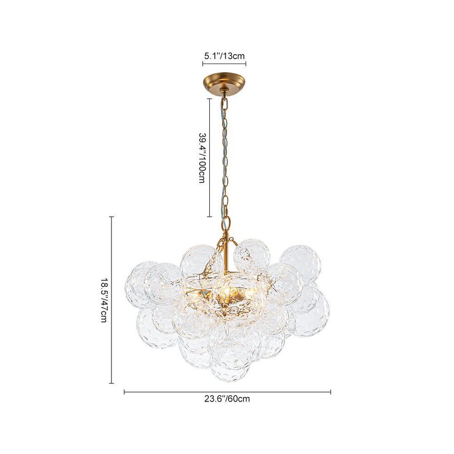 Farmhouze Light - Modern Luxe Brass Water Glass Globe Bubble Chandelier - Chandelier - 3 - Light - 