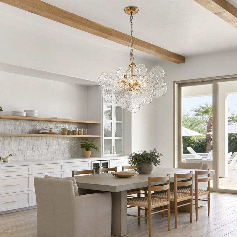 Farmhouze Light - Modern Luxe Brass Water Glass Globe Bubble Chandelier - Chandelier - 3 - Light - 