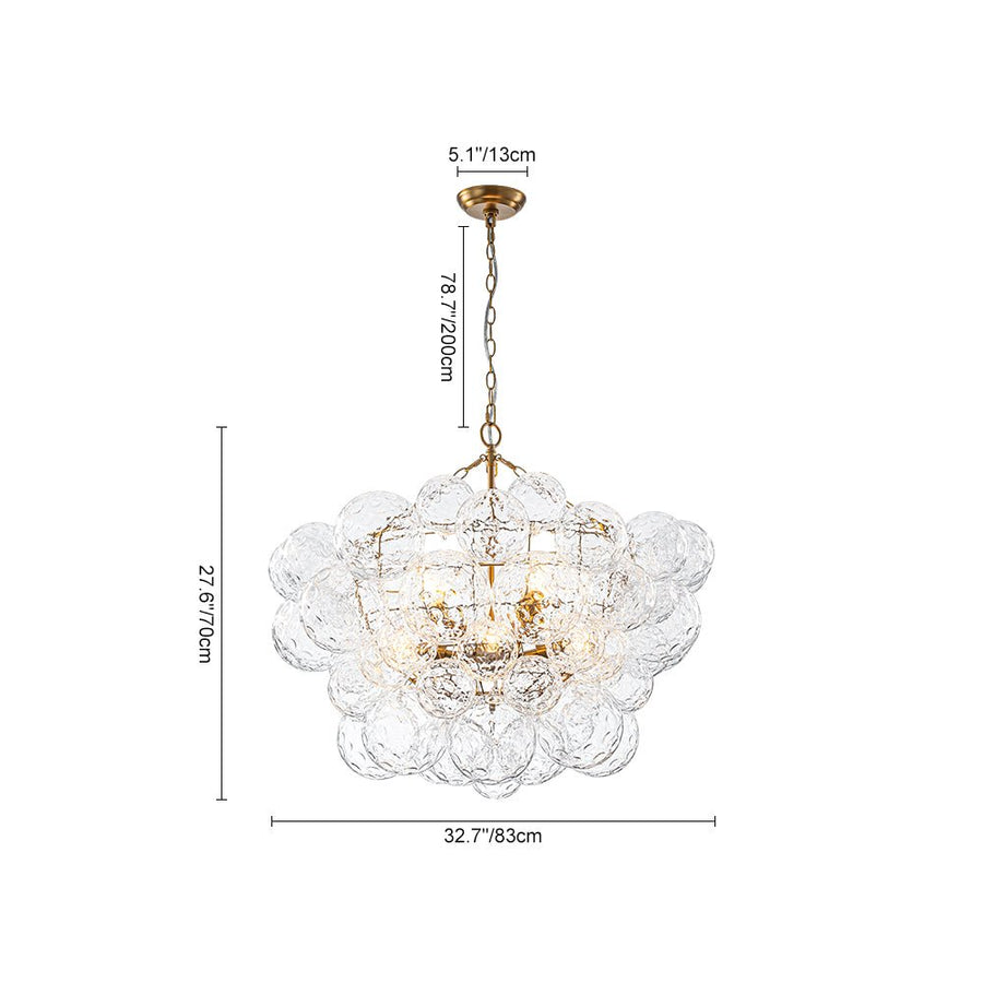 Farmhouze Light - Modern Luxe Brass Water Glass Globe Bubble Chandelier - Chandelier - 3 - Light - 