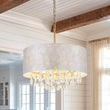 Load image into Gallery viewer, Farmhouze Light-Modern Luxe Crystal Capiz Shell Drum Cage Chandelier-Chandelier-17.7 in-
