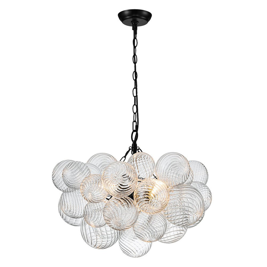 Farmhouze Light - Modern Luxe Swirled Glass Globe Bubble Chandelier - Chandelier - 3 - Light - Black