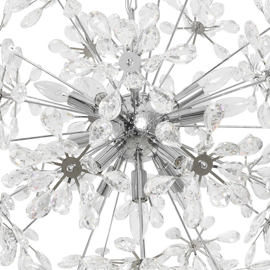 Farmhouze Light - Modern Luxury Crystal Floral Round Firework Starburst Chandelier - Chandelier - Chrome - 