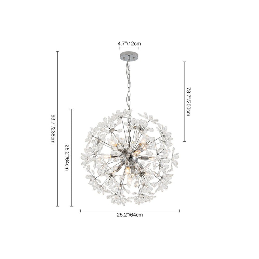 Farmhouze Light - Modern Luxury Crystal Floral Round Firework Starburst Chandelier - Chandelier - Chrome - 