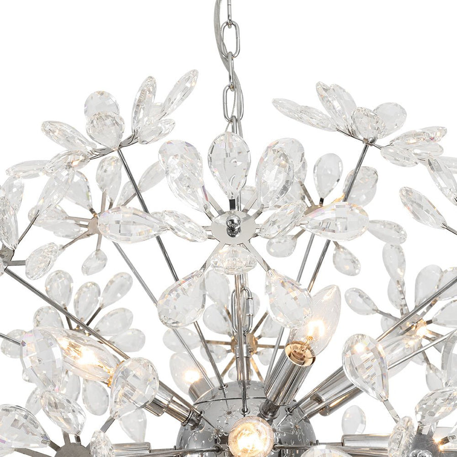 Farmhouze Light - Modern Luxury Crystal Floral Round Firework Starburst Chandelier - Chandelier - Chrome - 