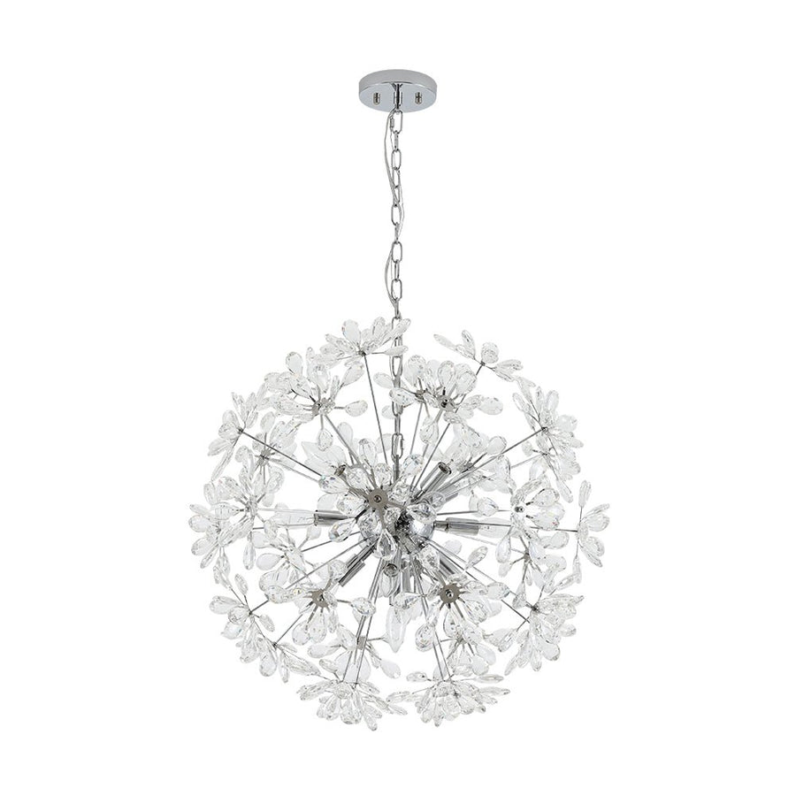 Farmhouze Light - Modern Luxury Crystal Floral Round Firework Starburst Chandelier - Chandelier - Chrome - 