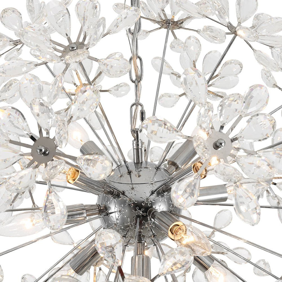 Farmhouze Light - Modern Luxury Crystal Floral Round Firework Starburst Chandelier - Chandelier - Chrome - 