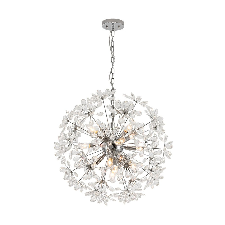Farmhouze Light - Modern Luxury Crystal Floral Round Firework Starburst Chandelier - Chandelier - Chrome - 