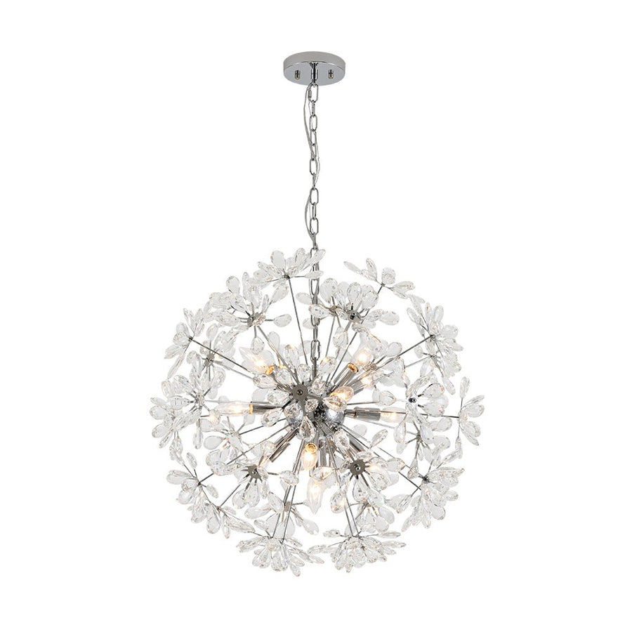 Farmhouze Light - Modern Luxury Crystal Floral Round Firework Starburst Chandelier - Chandelier - Chrome - 