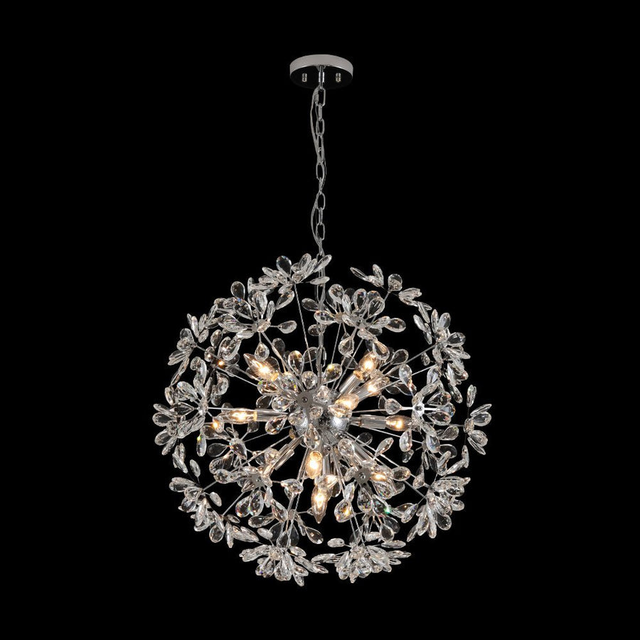 Farmhouze Light - Modern Luxury Crystal Floral Round Firework Starburst Chandelier - Chandelier - Chrome - 