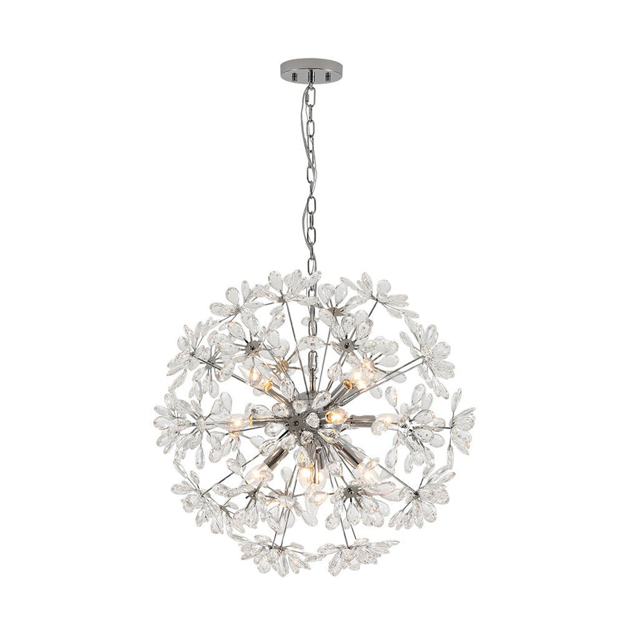 Farmhouze Light - Modern Luxury Crystal Floral Round Firework Starburst Chandelier - Chandelier - Chrome - 