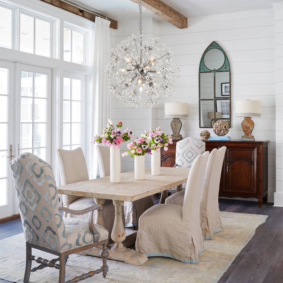 Farmhouze Light - Modern Luxury Crystal Floral Round Firework Starburst Chandelier - Chandelier - Chrome - 