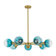 Load image into Gallery viewer, Farmhouze Light-Modern Mid-Century Blue Glass Globe Brass Sputnik Chandelier-Chandelier-7 Bulbs-
