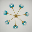 Load image into Gallery viewer, Farmhouze Light-Modern Mid-Century Blue Glass Globe Brass Sputnik Chandelier-Chandelier-7 Bulbs-
