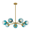 Load image into Gallery viewer, Farmhouze Light-Modern Mid-Century Blue Glass Globe Brass Sputnik Chandelier-Chandelier-7 Bulbs-

