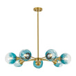 Load image into Gallery viewer, Farmhouze Light-Modern Mid-Century Blue Glass Globe Brass Sputnik Chandelier-Chandelier-7 Bulbs-
