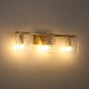 Farmhouze Light - Modern Mid - Century Textured Glass Panel Bathroom Wall Lamp - Wall Sconce - Gold - 