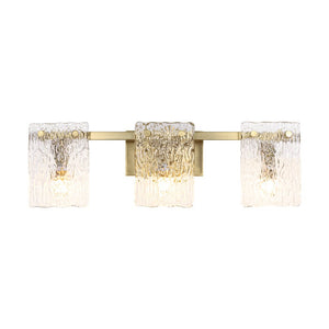 Farmhouze Light - Modern Mid - Century Textured Glass Panel Bathroom Wall Lamp - Wall Sconce - Gold - 