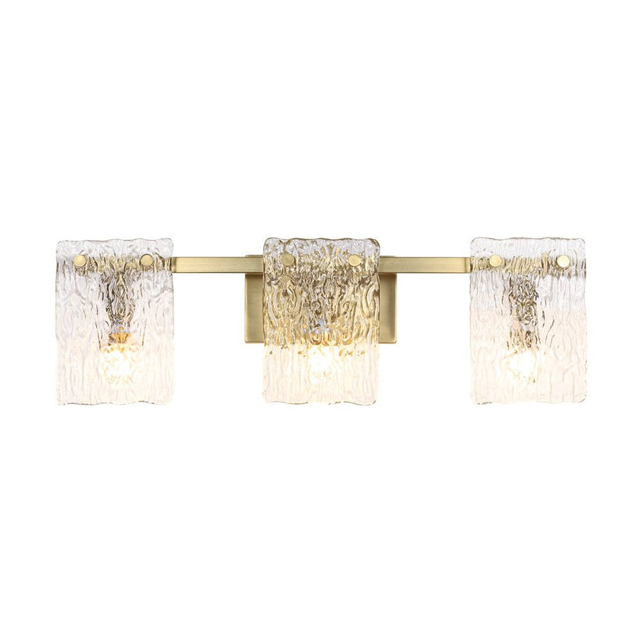 Farmhouze Light - Modern Mid - Century Textured Glass Panel Bathroom Wall Lamp - Wall Sconce - Gold - 