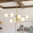Load image into Gallery viewer, Farmhouze Light-Modern Milky White Glass Bubble Brass Sputnik Chandelier-Chandelier-34.3 in-

