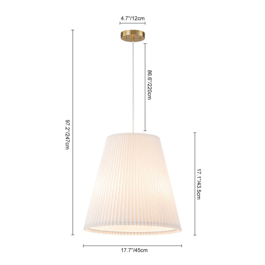 Farmhouze Light - Modern Pleated Linen Tapered Drum Lantern Pendant Light - Chandelier - 17.7 in - 