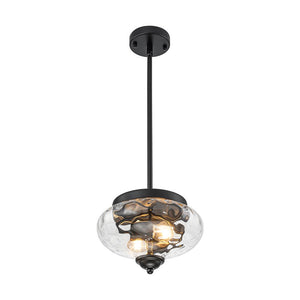 Farmhouze Light - Modern Round Water Glass Ceiling Pendant Light - Pendant - Black - 2 Packs - 