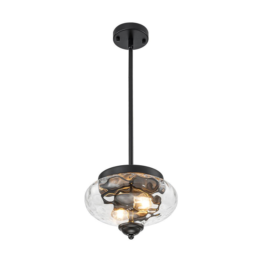 Farmhouze Light - Modern Round Water Glass Ceiling Pendant Light - Pendant - Black - 2 Packs - 