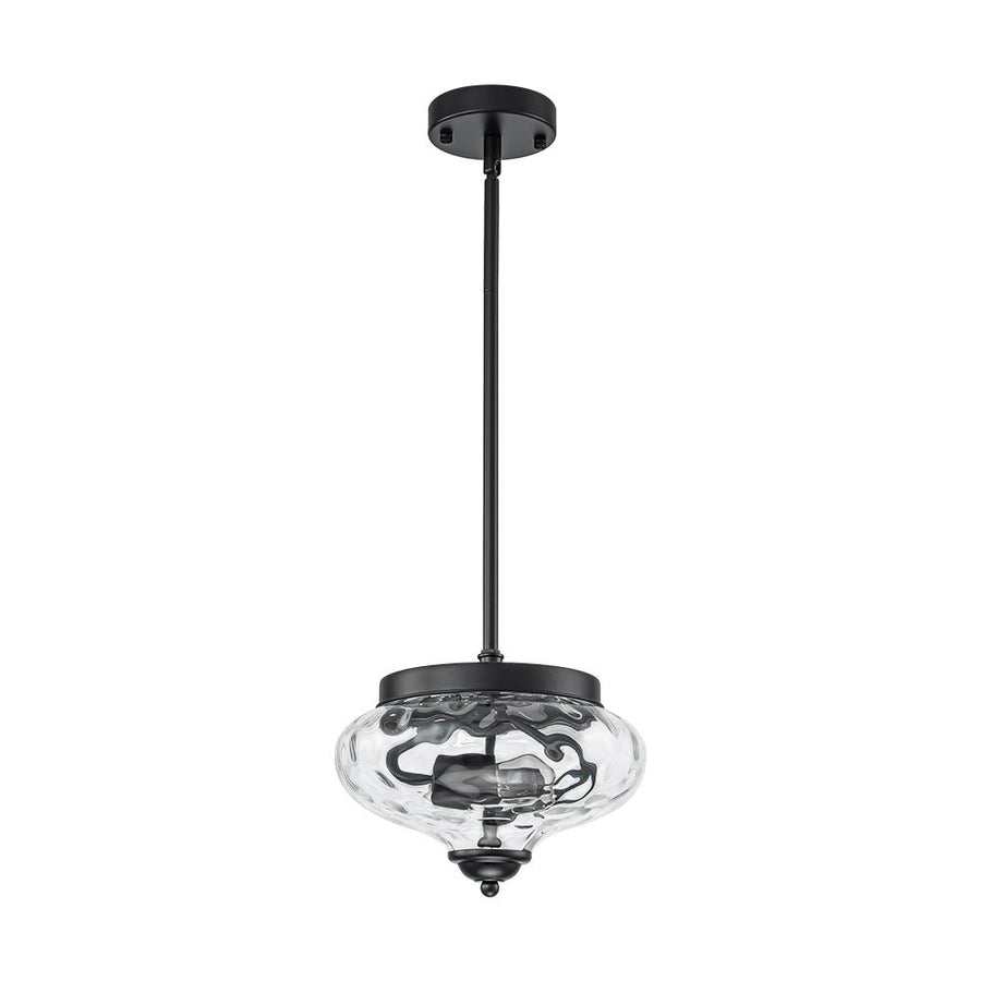 Farmhouze Light - Modern Round Water Glass Ceiling Pendant Light - Pendant - Black - 2 Packs - 