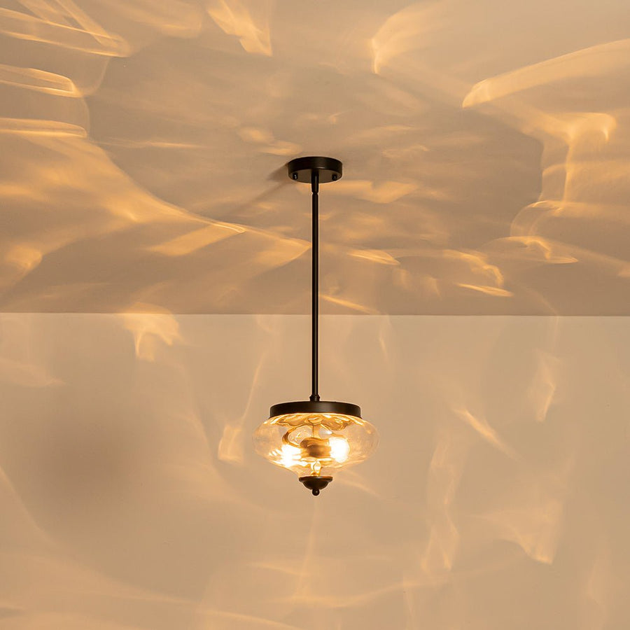 Farmhouze Light - Modern Round Water Glass Ceiling Pendant Light - Pendant - Black - 2 Packs - 
