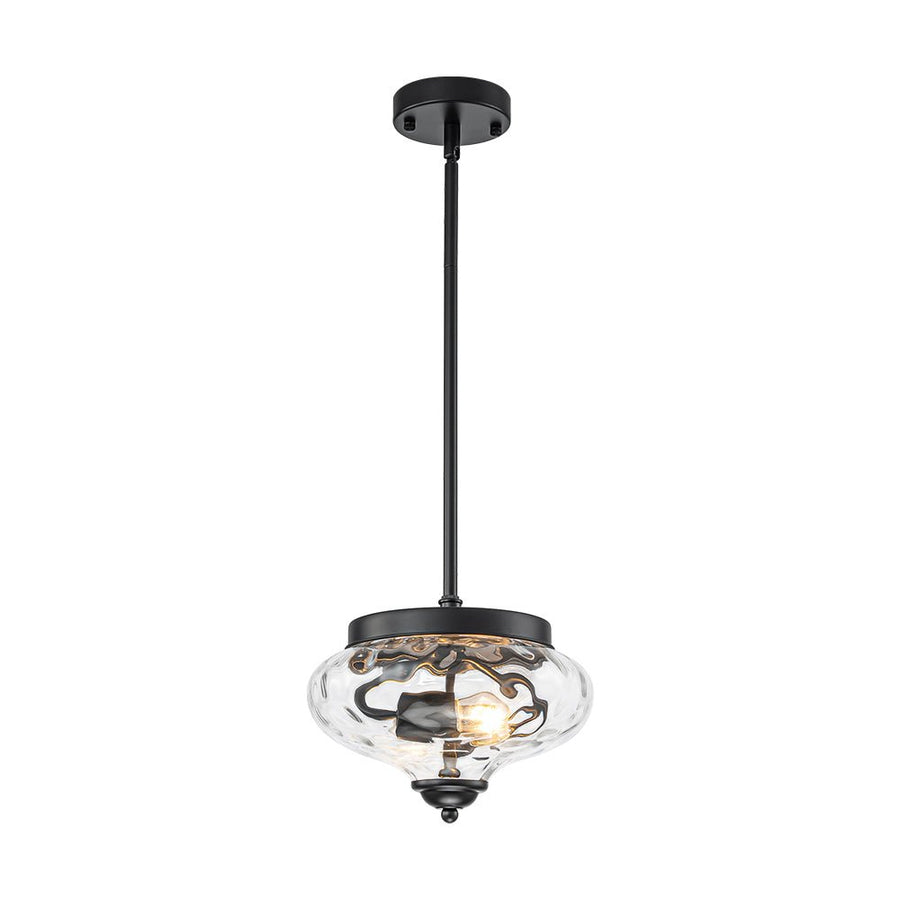 Farmhouze Light - Modern Round Water Glass Ceiling Pendant Light - Pendant - Black - 2 Packs - 