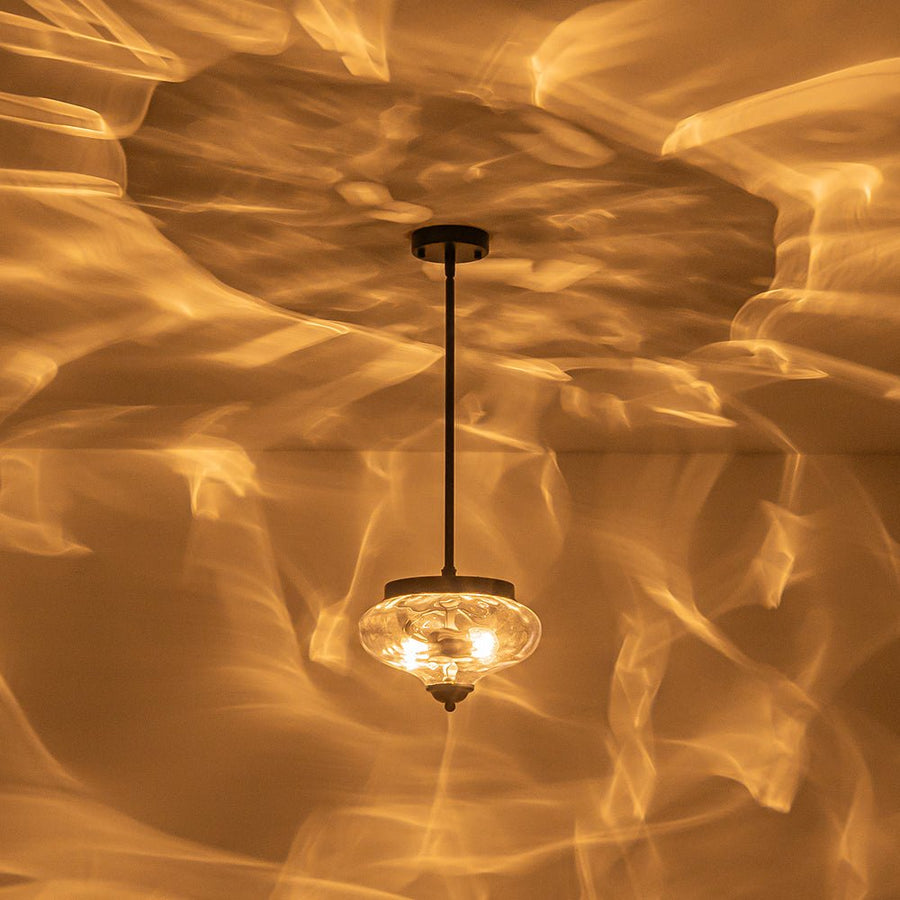 Farmhouze Light - Modern Round Water Glass Ceiling Pendant Light - Pendant - Black - 2 Packs - 