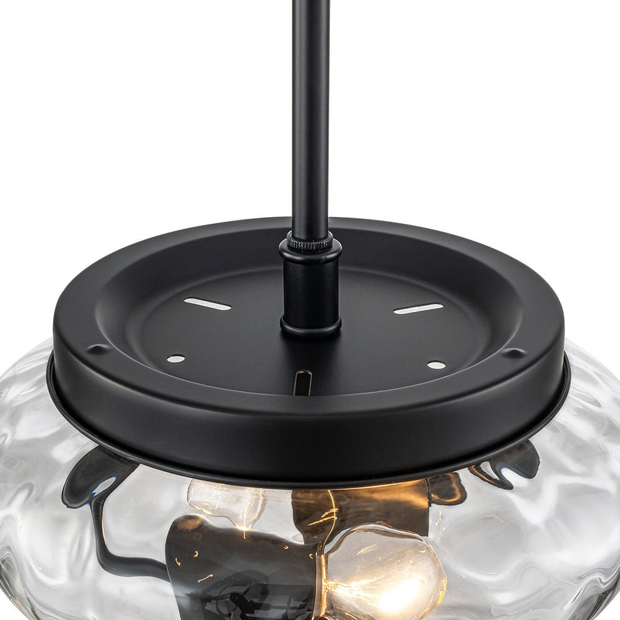 Farmhouze Light - Modern Round Water Glass Ceiling Pendant Light - Pendant - Black - 2 Packs - 