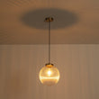 Load image into Gallery viewer, Farmhouze Light - Modern Single Striped Glass Globe Kitchen Pendant Light - Pendant - Black - 
