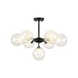 Load image into Gallery viewer, Farmhouze Light - Modern Tiered Water Glass Globe Round Sputnik Chandelier - Ceiling Light - Black - 
