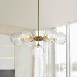 Load image into Gallery viewer, Farmhouze Light-Modern Tiered Water Glass Globe Round Sputnik Chandelier-Ceiling Light-Brass-
