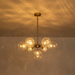 Load image into Gallery viewer, Farmhouze Light-Modern Tiered Water Glass Globe Round Sputnik Chandelier-Ceiling Light-Brass-
