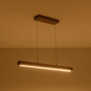 Farmhouze Light - Natural Wood Grain Dimmable LED Wide Linear Island Chandelier - Chandelier - Oak - 