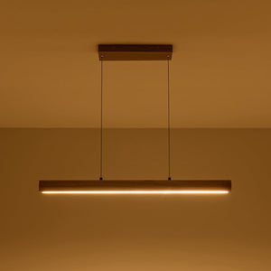 Farmhouze Light - Natural Wood Grain Dimmable LED Wide Linear Island Chandelier - Chandelier - Oak - 
