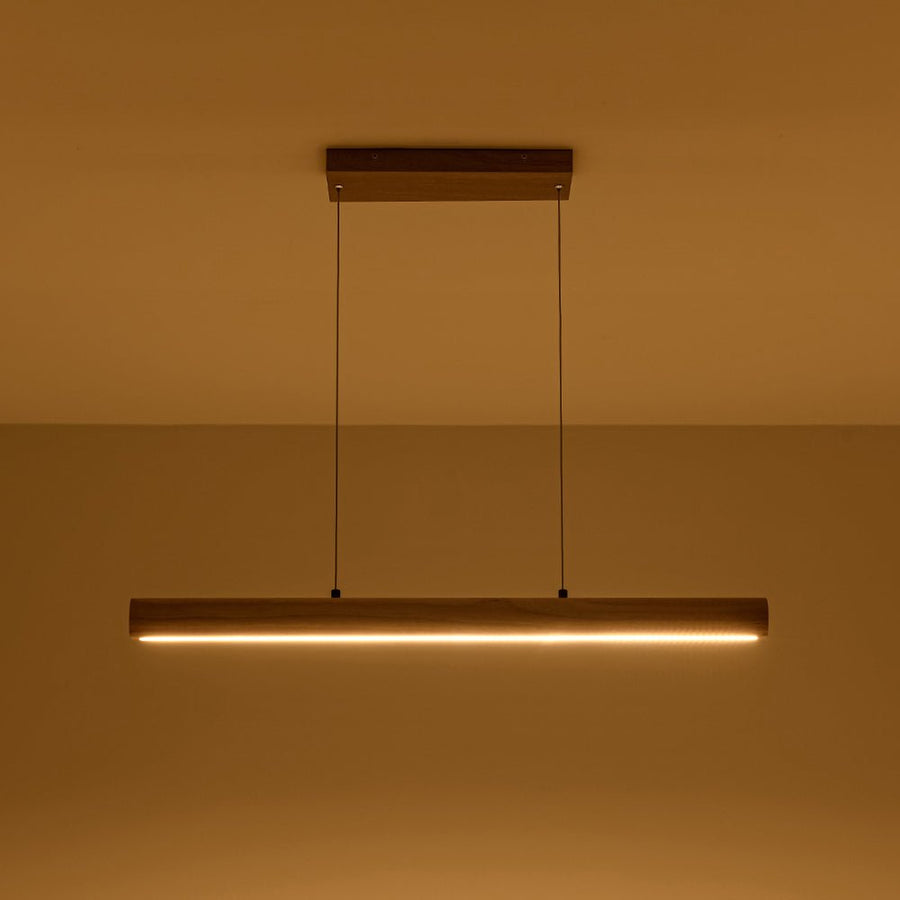 Farmhouze Light - Natural Wood Grain Dimmable LED Wide Linear Island Chandelier - Chandelier - Oak - 
