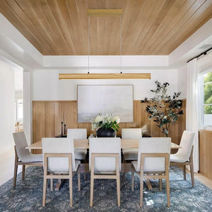 Farmhouze Light - Natural Wood Grain Dimmable LED Wide Linear Island Chandelier - Chandelier - Oak - 