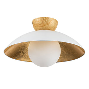 Farmhouze Light-Nordic 1-Light Metal Dome Semi Flush Mount-Ceiling Light-White-