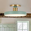 Load image into Gallery viewer, Farmhouze Light - Nordic Dimmable LED White Round Semi Flush Mount - Ceiling Light - Green - 
