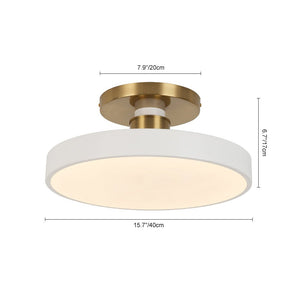 Farmhouze Light - Nordic Dimmable LED White Round Semi Flush Mount - Ceiling Light - White - 