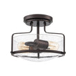 Load image into Gallery viewer, Farmhouze Light - Oil Rubbed Bronze Seeded Glass Round Ceiling Light - Ceiling Light - 11.4 in - 
