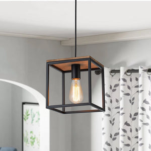 Farmhouze Light - OpenBox - 1 - Light Black Metal Square Lantern Pendant Light - Pendant - Black - 